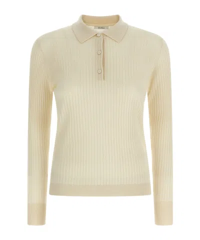 Max Mara Long-sleeved Polo Shirt In Brown