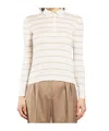 Max Mara Gitano Cashmere Silk Collared Striped Sweater In White