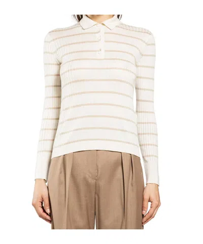 Max Mara Gitano Cashmere Silk Collared Striped Sweater In Multi