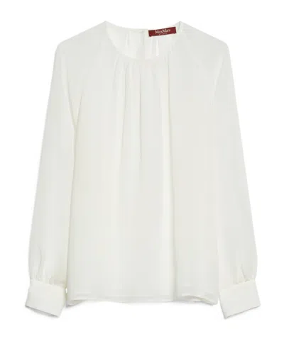 Max Mara Studio Crewneck Long-sleeved Top In White