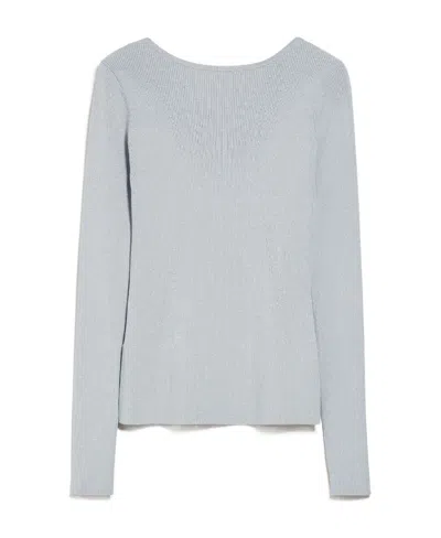 Max Mara Long-sleeved Rib Sweater In White