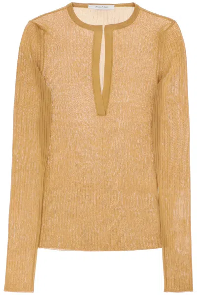 Max Mara Long-sleeved Ribbed Knit Top For Men In Brown