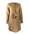 Max Mara Long-sleeved Round Collar Coat In Brown