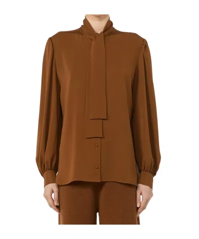 Max Mara Long-sleeved Shirt In Brown
