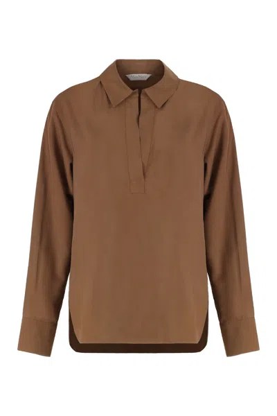 Max Mara Long-sleeved Shirt In Brown