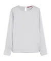 Max Mara Crew-neck Silk Satin Shirt In Gray