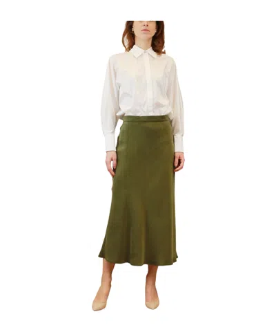 Max Mara Studio Clan Buttoned Long-sleeved Top In Green