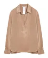 Max Mara Beige Silk Crepe De Chine Shirt Women In Nude