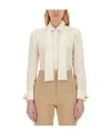 Max Mara Regular Fit Shirt With Bow Tie Detail In White