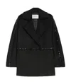 Max Mara Luxe Wool Coat Crystal Embellishment In Black