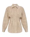 Max Mara Beige Striped Linen Shirt In Nude