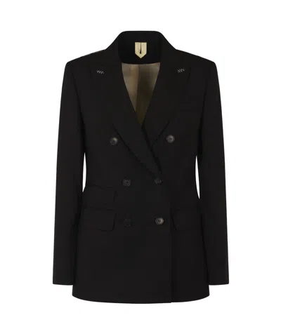 Max Mara Long-sleeved Suit Coat In Black