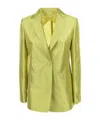 Max Mara Studio Single-breasted Cedar Silk Jacket In Green