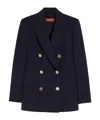 Max Mara Straight-fit Wool Satin Trousers In Navy Blue