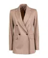 Max Mara Studio Double-breasted Jersey Blazer In Brown