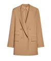 Max Mara 'mist' Double-breasted Longline Blazer In Nude