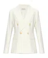 Max Mara Double-breasted Virgin-wool Blazer In White