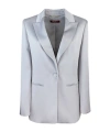 Max Mara Single-breasted Blazer In Gray Enver Satin In White
