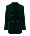 Max Mara Bottle Green Stretch Velvet Blazer