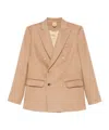 Max Mara Double-breasted Wool Jacket Back Vent In Pink