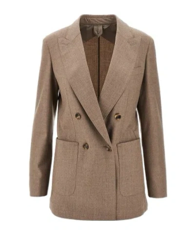 Max Mara Long-sleeved Suit Jacket In Brown