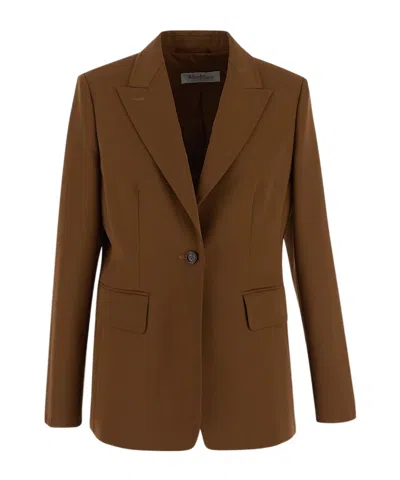 Max Mara Long-sleeved Suit Jacket In Brown
