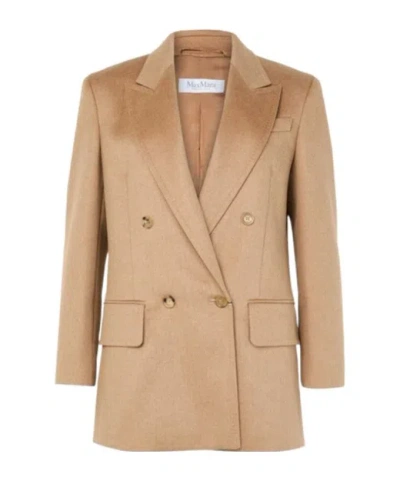Max Mara Long-sleeved Suit Jacket In Brown