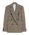 Max Mara Double Breasted Jacquard Knit Jacket In Brown