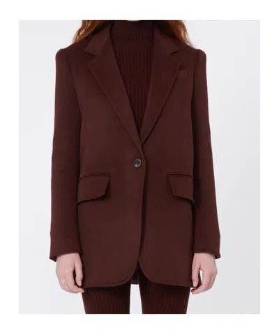 Max Mara Long-sleeved Suit Jacket In Burgundy