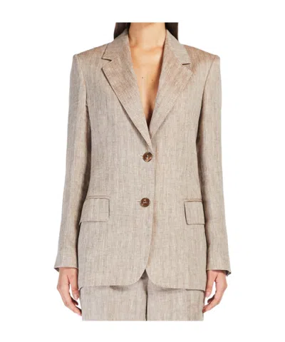 Max Mara Long-sleeved Suit Jacket In Nude