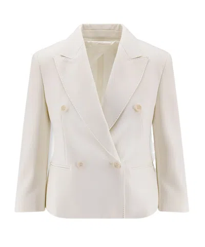 Max Mara Long-sleeved Suit Jacket In White