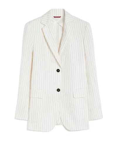 Max Mara Long-sleeved Suit Jacket In White