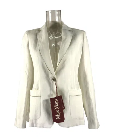 Max Mara Long Sleeved Suit Jacket In White
