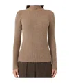 Max Mara Fitted Long Sleeve Turtleneck Knit Sweater In Animal Print