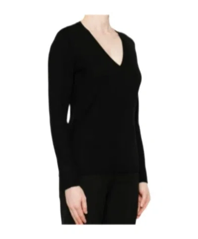 Max Mara Long-sleeved Sweater In Black