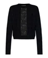 Max Mara Cable-knit Lace-insert Sweater In Black