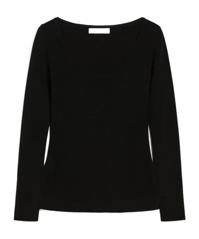 Max Mara Long-sleeved Sweater In Black