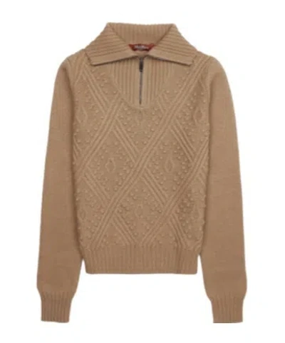 Max Mara Long-sleeved Sweater In Brown