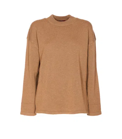 Max Mara Long-sleeved Sweater In Brown