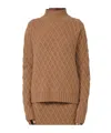 Max Mara Camel Fur Jacquard Rollneck Sweater In Brown