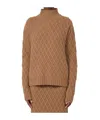 Max Mara Camel Fur Jacquard Rollneck Sweater In Brown