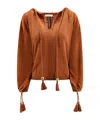 Max Mara Quirite Tie Neck Sweater In Brown