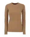 Max Mara Studio Giotto Crew Neck Jumper In Cashmere Yarn In Brown