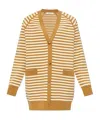 Max Mara Brown Striped V-necked Cardigan In Brown