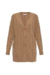 Max Mara Twisted Knitted Cashmere Wool Cardigan In Brown