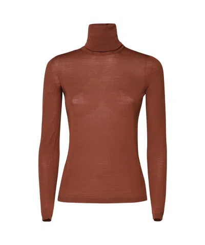 Max Mara Long-sleeved Sweater In Brown