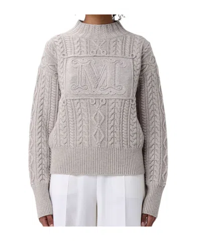 Max Mara Long-sleeved Sweater In Gray