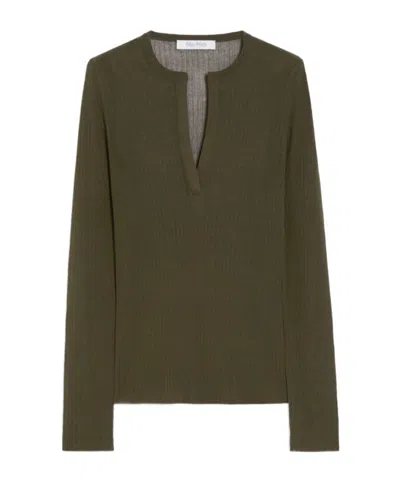 Max Mara Long-sleeved Sweater In Green