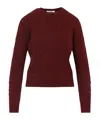 Max Mara Cable Knit Cashmere Sweater In Deep Burgundy In Multi