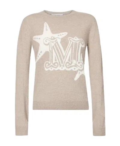 Max Mara Long-sleeved Sweater In Nude